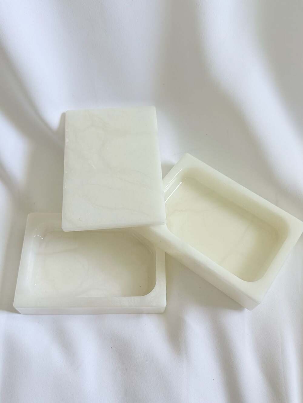 Italian Bone - Colored Volterra Alabaster Swivel Top Accessories Box by Duccesch